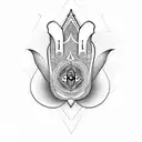 Hamsa symbol with Lotus Flower and the hamsa prayer tattoo design idea
