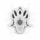 Hamsa symbol with Lotus Flower and the hamsa prayer tattoo design idea