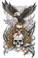 skull eagle wings tattoo design idea