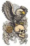 skull eagle wings tattoo design idea