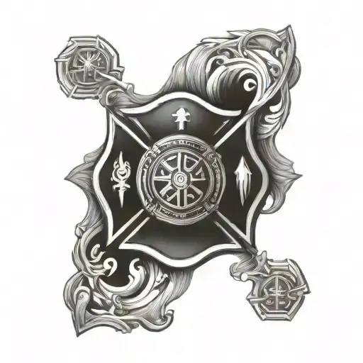 firefighter Maltese cross tattoo design idea