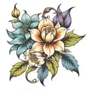 February flower connected with April flower and march flower tattoo design idea