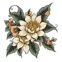 February flower connected with April flower and march flower tattoo design idea