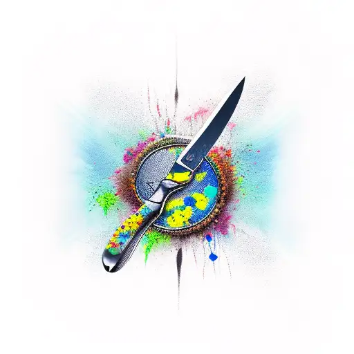 a dirty blooded swiss knife tattoo design idea