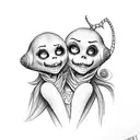 sally from nightmare before christmas holding twin babies.  tattoo design idea