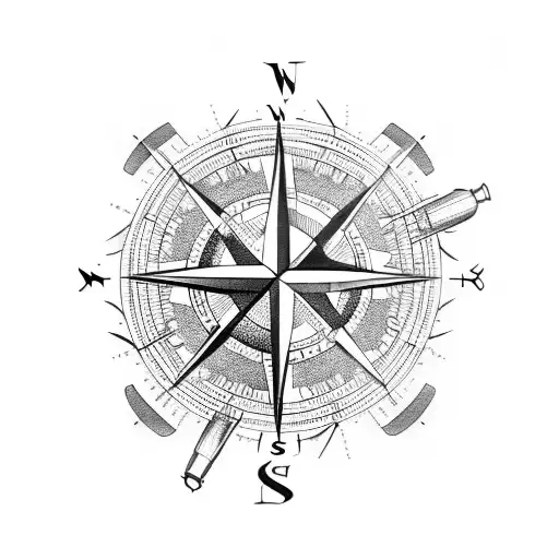 Compass tattoo design idea