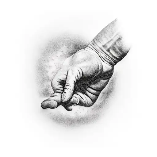 hand of god and man with words,"I've got you!"  tattoo design idea