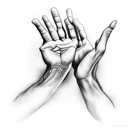 hand of god reaching the hand of man with words,"I've got you!"  tattoo design idea