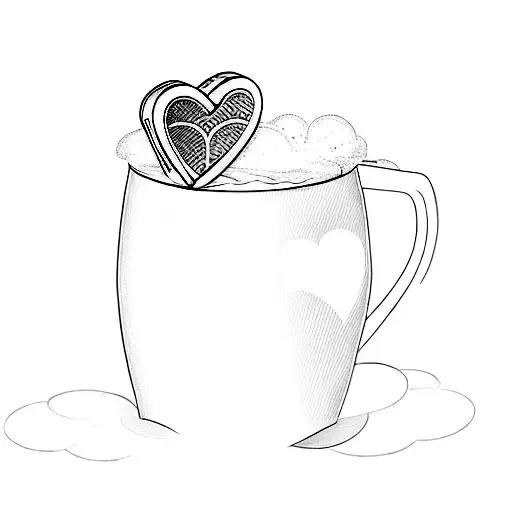 beer mug, plane and heart above tattoo design idea