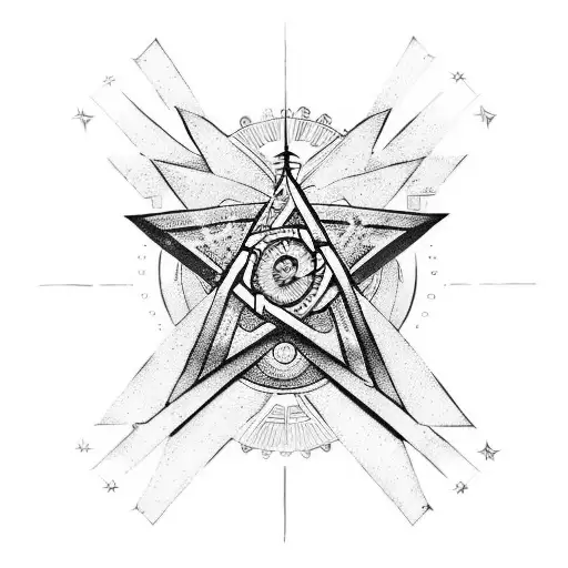 Esoteric tatoo with jewish star, oculus, god tattoo design idea