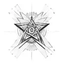 Esoteric tatoo with jewish star, oculus, god tattoo design idea