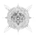Esoteric tatoo with jewish star, oculus, god tattoo design idea