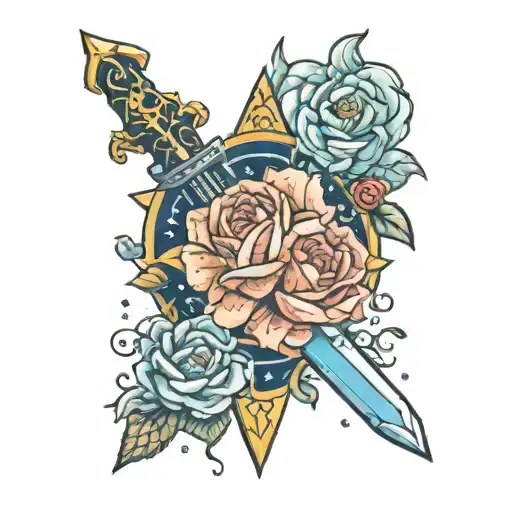 sailor uranus space sword flowers  tattoo design idea