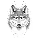 A dotwork tattoo of a Schalke 04 emblem with a wolf's silhouette incorporated into the design tattoo design idea