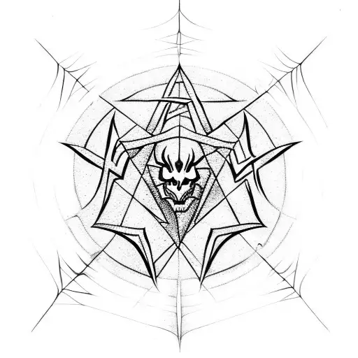 spiderwebbing monster marking satanic circle symbol curse tattoo design idea