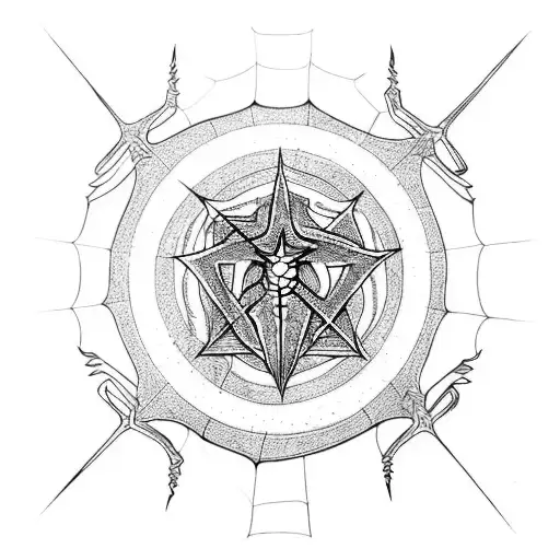 spiderwebbing monster marking satanic circle symbol curse tattoo design idea