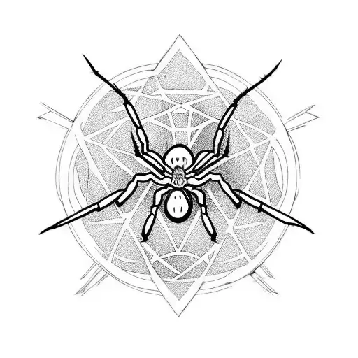 spider monster marking satanic circle tattoo design idea
