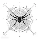 spider monster marking satanic circle tattoo design idea