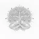 Family tree intertwined with mathematical patterns tattoo design idea