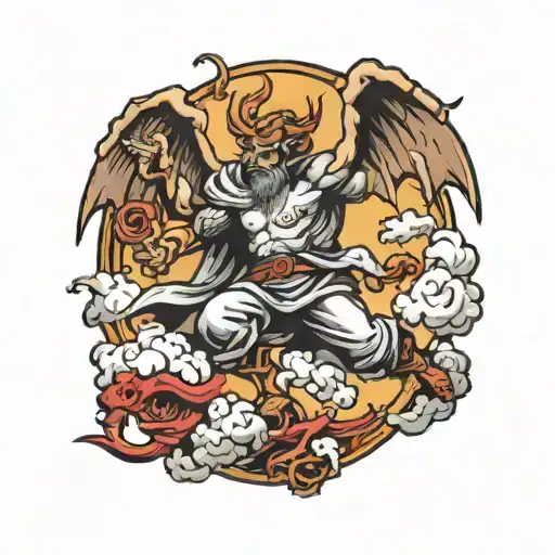 god kicking the devil out of heaven  tattoo design idea