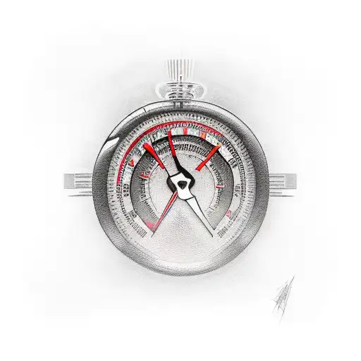 A tattoo of a speedometer with a dollar sign in the background, representing the client's passion for speed and money. tattoo design idea