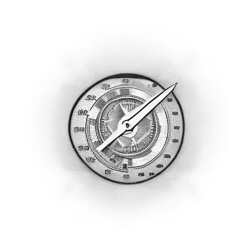 A tattoo of a speedometer with a dollar sign in the background, representing the client's passion for speed and money. tattoo design idea