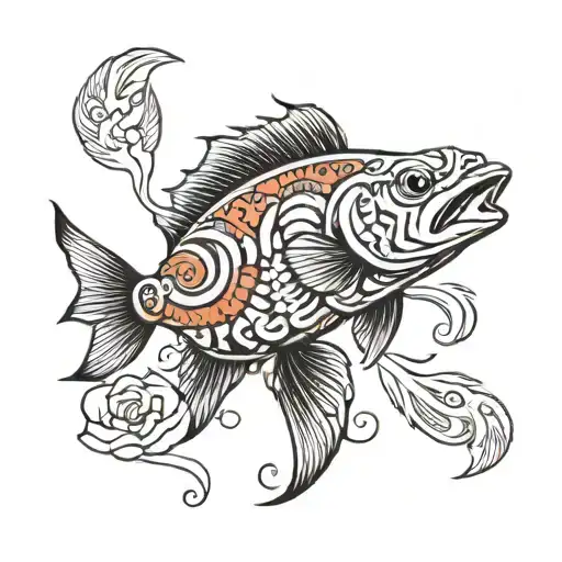 amazon river and peru and a fish tattoo design idea