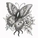 butterfly one wing  made of flowers tattoo design idea