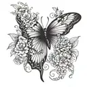 butterfly one wing  made of flowers tattoo design idea