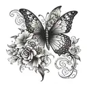 butterfly one wing  made of flowers tattoo design idea