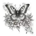 butterfly one wing  made of flowers tattoo design idea