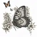 butterfly half wing made of flowers tattoo design idea