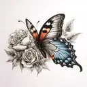 butterfly half wing made of flowers tattoo design idea