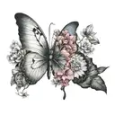 butterfly half wing made of flowers tattoo design idea