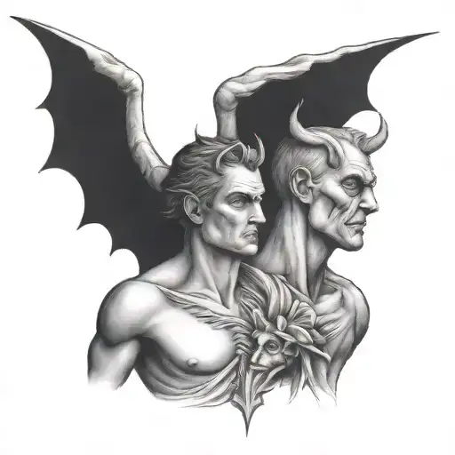 devil and angel neck  tattoo design idea