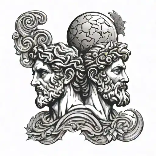 Greek god janus roman god moon tattoo design idea