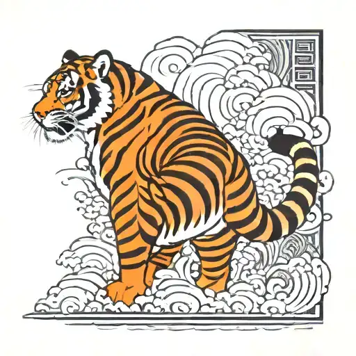 tiger walking tattoo design idea