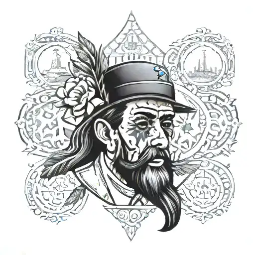 A creative tattoo incorporating elements of Israel and Martín latinos in a traditional style tattoo design idea
