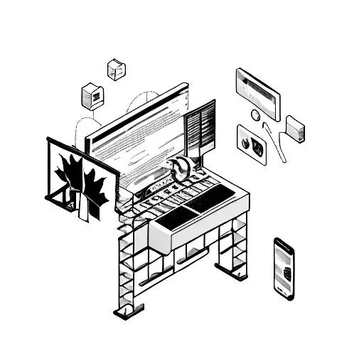 A realistic portrait of a software programmer coding with a Canadian flag in the background tattoo design idea