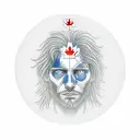 A realistic portrait of a software programmer coding with a Canadian flag in the background tattoo design idea