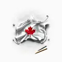 A realistic portrait of a software programmer coding with a Canadian flag in the background tattoo design idea