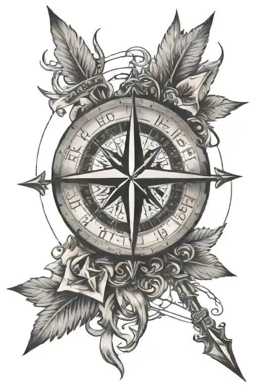 compass with Jesus and arrows pointing to a star  tattoo design idea
