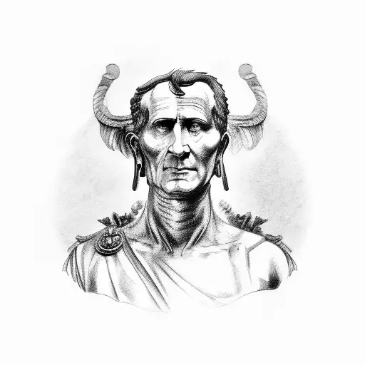 julius caesar on back of calf tattoo design idea