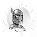 julius caesar in war armor no helmet tattoo design idea