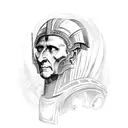 julius caesar in war armor no helmet tattoo design idea