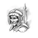 julius caesar in war armor no helmet tattoo design idea