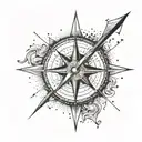 arrow piercing a compass rose tattoo design idea