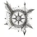 arrow piercing a compass rose tattoo design idea
