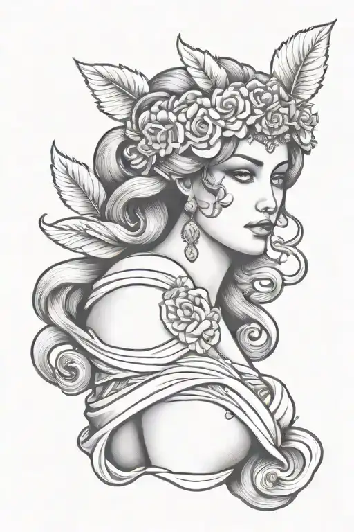 pinup Greek goddess tattoo design idea