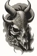 punchy western bull skull tattoo design idea
